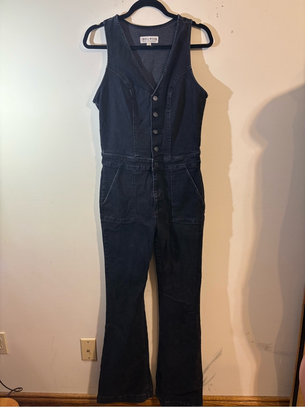 IDYLLWIND FUELED BY MIRANDA LAMBERT Black Denim Jumpsuit, LARGE